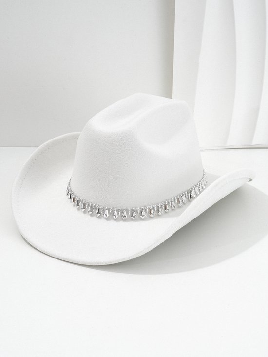 Chapeau de cowboy Western Boho pour femmes avec strass et paillettes, bord large, chapeau de cowgirl