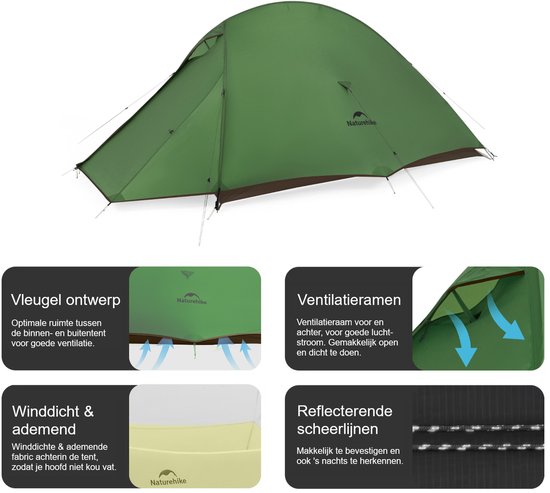 Naturehike Cloud Up 2 PRO - 2 persoons tent - Ultra Lichtgewicht tent - Incl. grondzeil - 20D 3000MM - Outdoor - Waterdicht - Kampeertent - Trekkerstent - Koepeltent van Naturehike — afbeelding 3