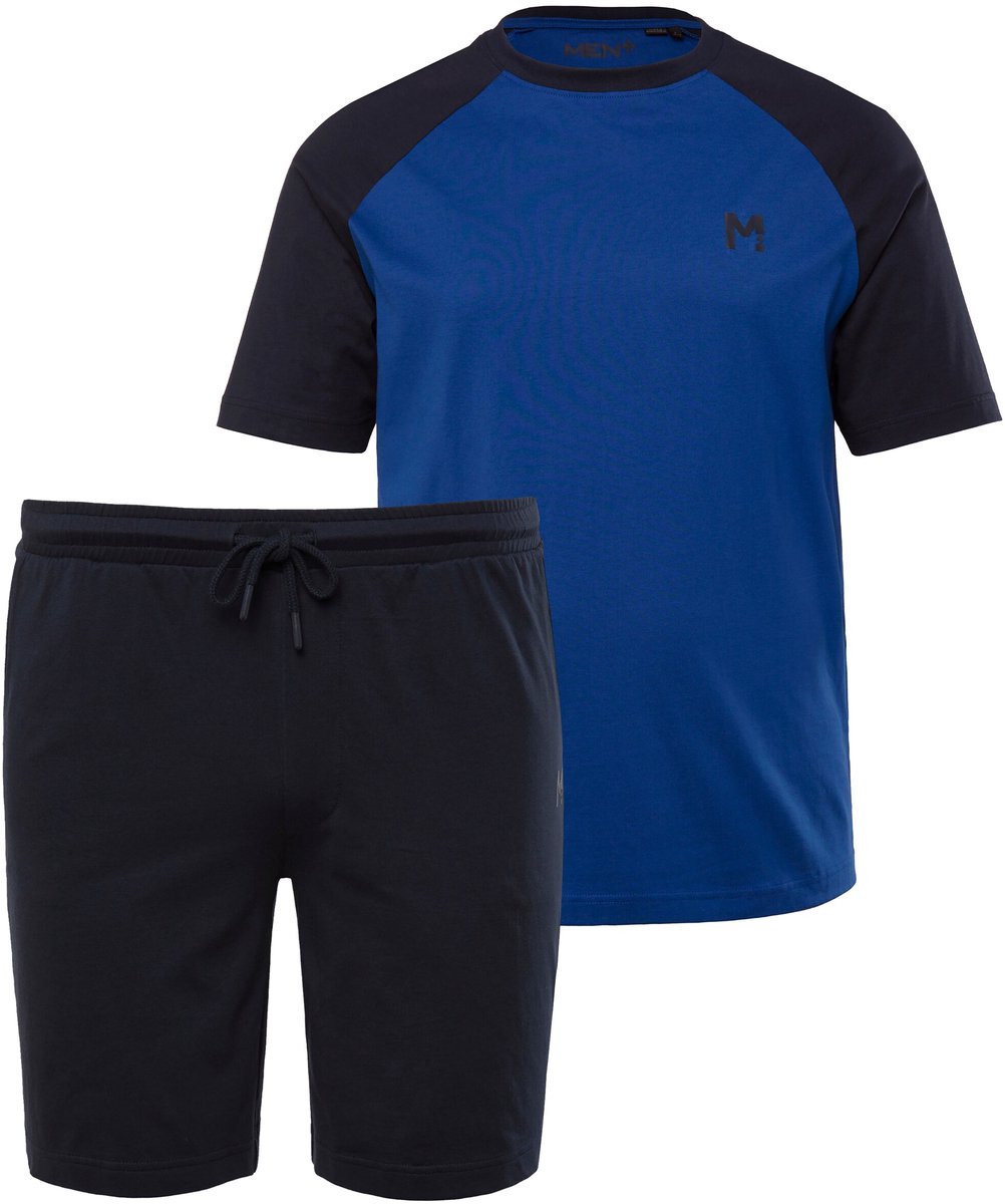 Men Plus - Heren - Pyjama tweedelig korte mouwen shorts - Navy blauw - Maat XXL