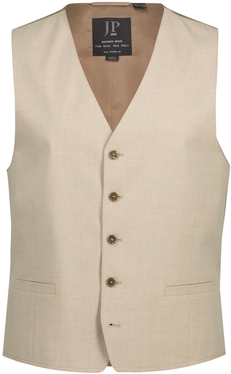 JP 1880 - Heren - Gilet business FLEXNAMIC® mix & match Paris/134 - Zandgrijs - Maat 106