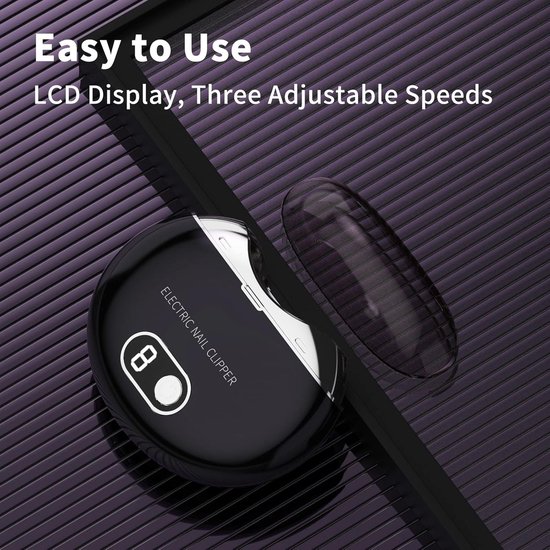 OIMG Elektrische nagelknipper - Met digitaal display - met LED - Stil - Automatische Nagelknipper - USB Oplaadbaar - Nagelverzorging - Geschikt voor vingers en tenen - Snelheid instelbaar - voor Baby/senioren/Volwassenen - zwart van Merkloos — afbeelding 4