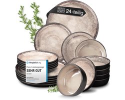 Moritz & Moritz VIDA Serviesset 6 Persoons - 24-delig Servies Set met Dinerbord, Soepbord en…