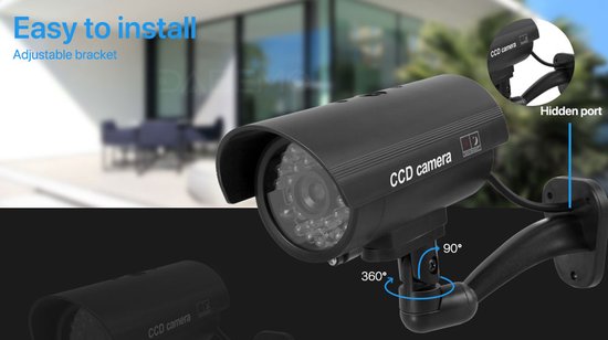 Fake camera voor buiten - Dummy camera - Nep camera - CCD Dummy Camera - Beveiligingscamera - Fake Outdoor Nepcamera - Nep Security Cam met rood knipperend led indicator voor binnen en buiten HiCHiCO® 2STUKS van HiCHiCO® — afbeelding 4