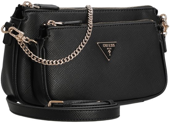 GUESS sac à épaule bandoulière Noelle II Double Pouch Crossbody Bag Black noir