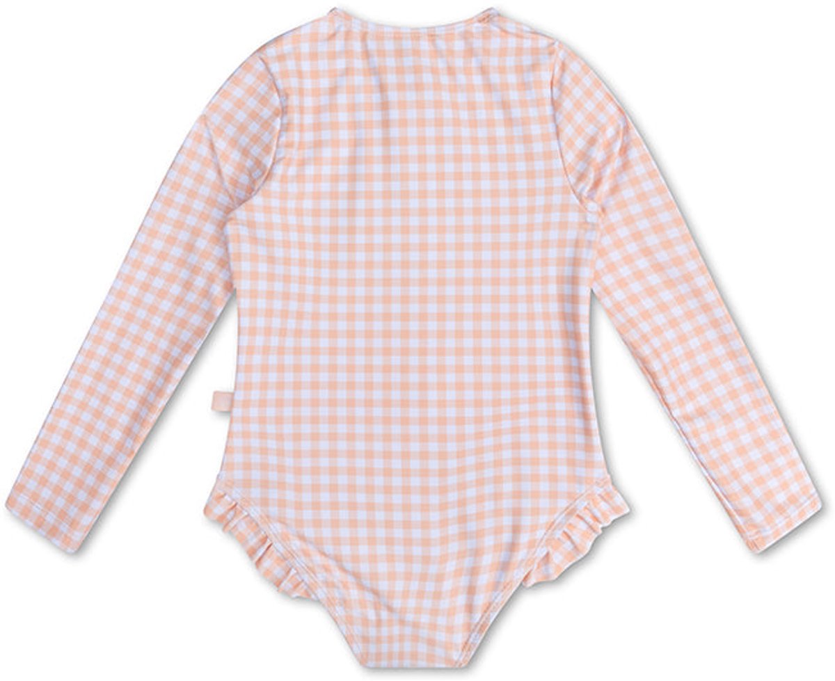 Swim Essentials UV Badpak Meisjes Met Lange Mouwen - Oranje/Wit - Sunset Grid — afbeelding 5