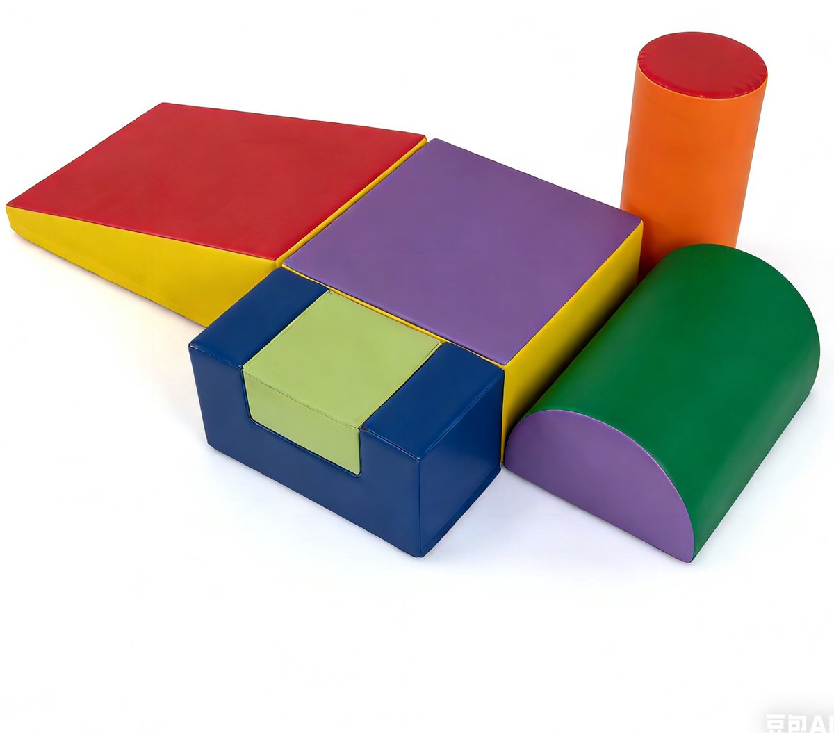KOMFOTTEU 6 delig Schuimblokken - van kunstleer en schuimrubber - Soft Play Foam Blokken - Reuze Bouwblokken - Montessori-klimblokken - voor kinderen