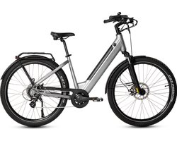SAXXX Comfort SUV Easy - Elektrische Fiets - 95%Vooraf Geassembleerd Stadsfiets - 468Wh uitneembare accu - 90km Actieradius - SHIMANO Altus 7 Versnellingen - Achterwielmotor 250W - Aluminum Frame - 27.5" CST anti-lek - Zilvergrijs