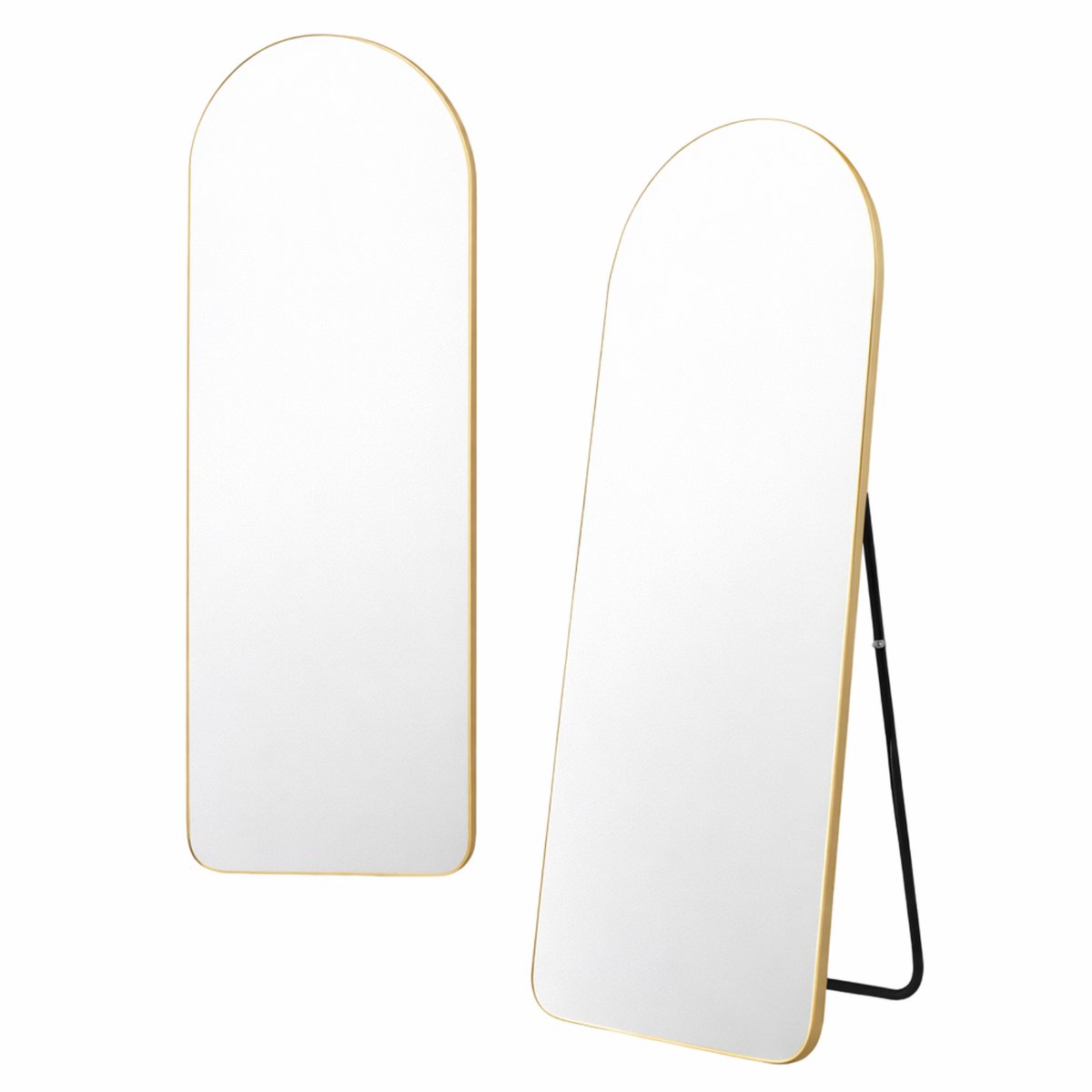 Luxaliving Passpiegel 160x50 cm – Grote Staande Spiegel – Ovale Wandspiegel Goud – Staand & Hangend – Full Body Spiegel – Slaapkamer / Hal – Veiligheidsglas