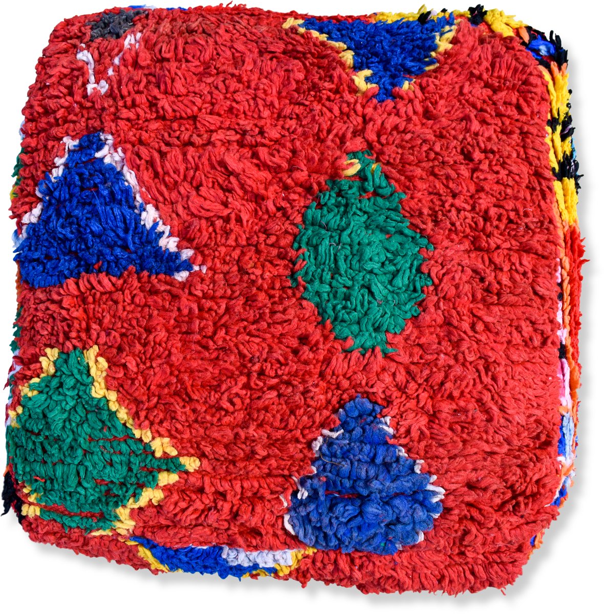 Poufs&Pillows Handgeweven geblokte Vloerkussen Boucharouite - 60x60 CM - Marokkaanse Kussen XL - 100% wol - gevuld geleverd k1113