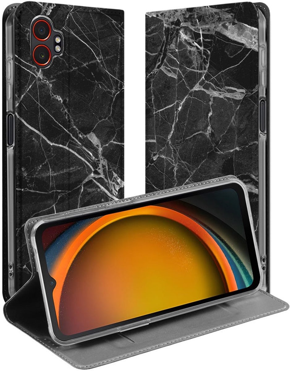 Telefoonhoesje Samsung Galaxy Xcover 7 Pro Wallet Case Marmer Zwart