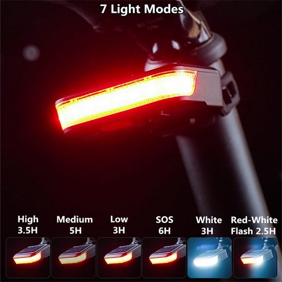 Achterlicht op zonne-energie met 7 verlichtingsmodi voor fiets — afbeelding 4