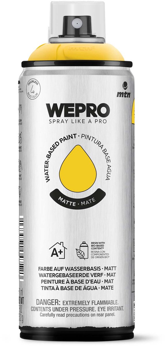 Spuitbus Geel Bart Mat MTN WEPRO WATER-BASED PAINT 400ML