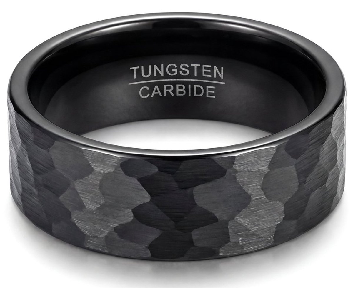 Ring Heren – Zwarte Ring Heren Wolfraam – Stalen Ring Mannen – Herenring zwart – Luxe Heren Ring – Mauro Vinci – Maat 14- Mauro Vinci®