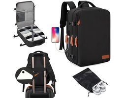 Reistas - Reis Rugzak - Weekendtas Rugzak - Reistas handbagage - Rugzak onder stoel - Handbagage Tas Onderstoel voor Vliegtuig - Ideale Reis Rugzak - Reistas 40x30x20 - Vliegreizen - Waterdicht - 35-50 liter - Oplaadpoort - Unisex -Nieuwe tas -Zwart