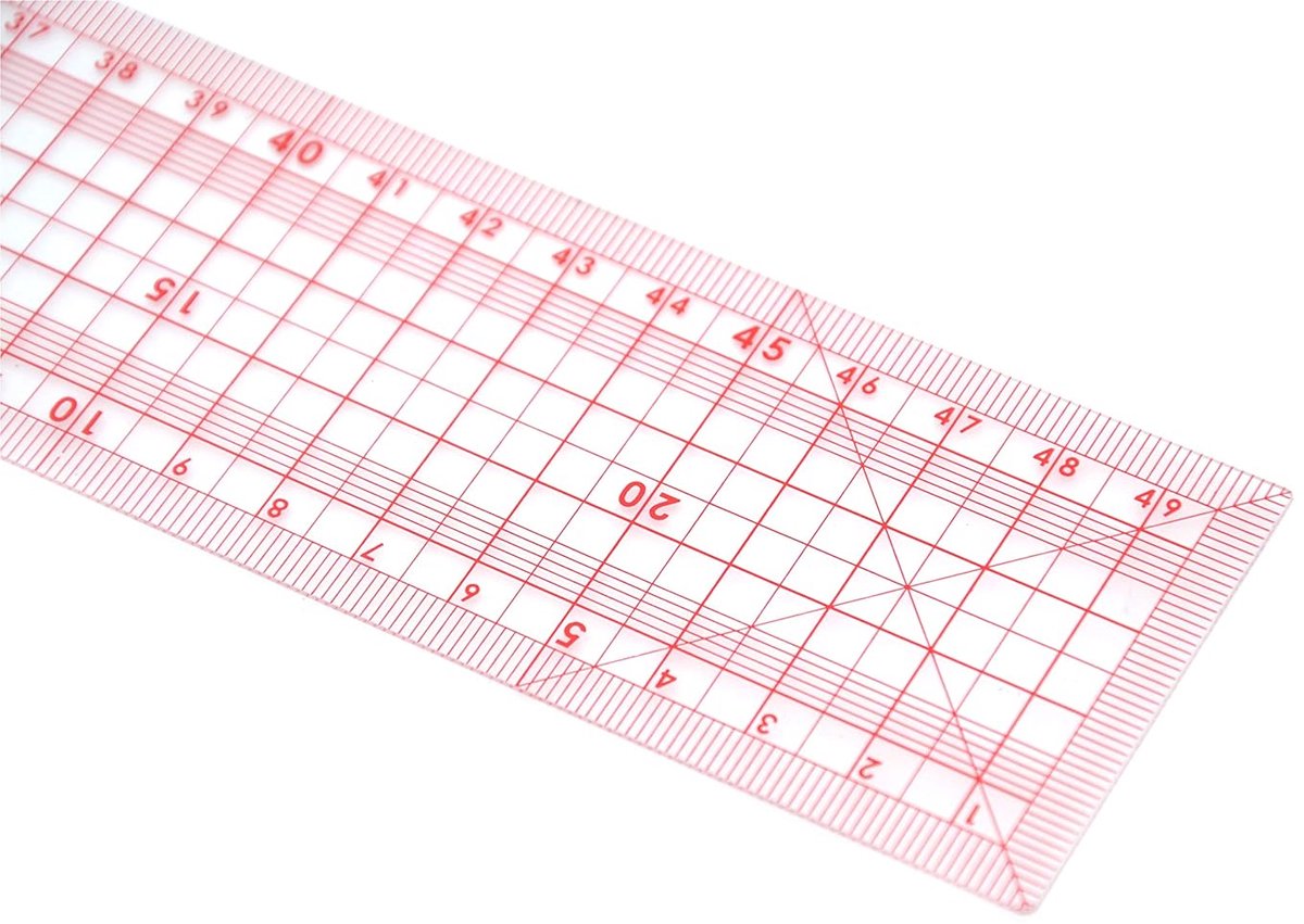 Candala Japanse naailiniaal 50 cm - transparant en flexibel - ideaal voor het meten van millimeterprecisie - ergonomisch accessoire voor patroontekenen en stofwerk - afgestudeerd - GRAPHOPLEX