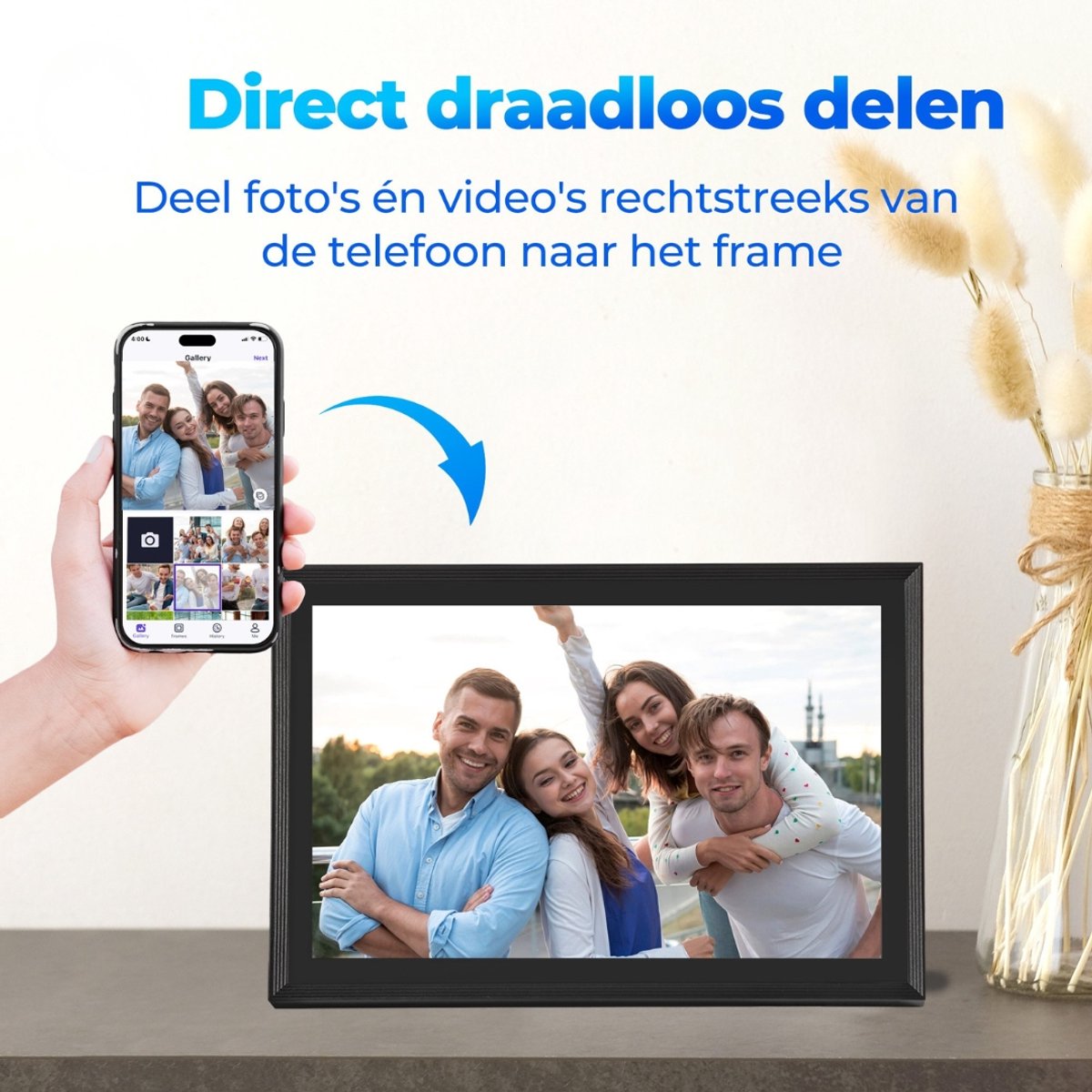 Digitale Fotolijst - Met Wifi en App - 64GB - Fotolijst - Digitale Fotolijsten - 10,1" Touchscreen - Zwart - van Saaf thumbnail 5