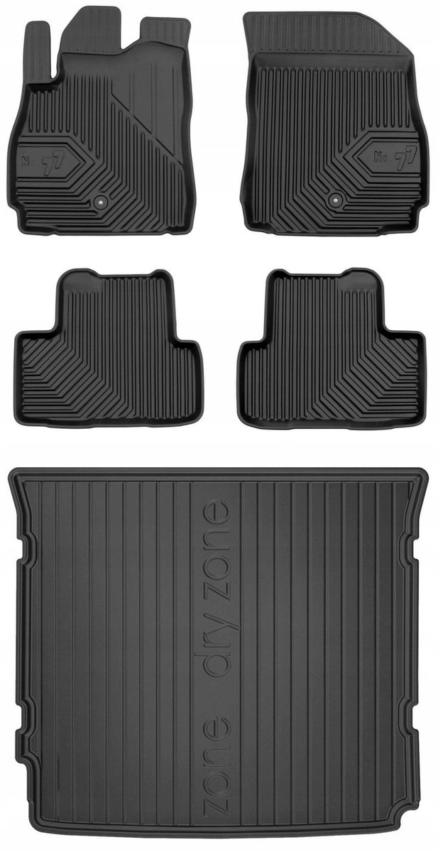 Frogum Voordeelset - Automatenset No.77 + Dry Zone Kofferbakmat - Geschikt voor Chevrolet Orlando (2010-2014) - 7-persoons (3de rij ingeklapt) - TPE Rubber - Geurloos - Zwart