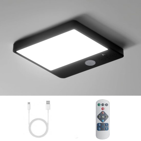 Lampe de plafond LED EpochGlo sur batterie avec capteur de mouvement – Sans fil, gradable, 3 températures de couleur, télécommande – Pour couloir, salle de bains et sous-sol