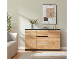 Commode Kyr met 120x40x75 cm zwart en eikenkleurig (en.casa)