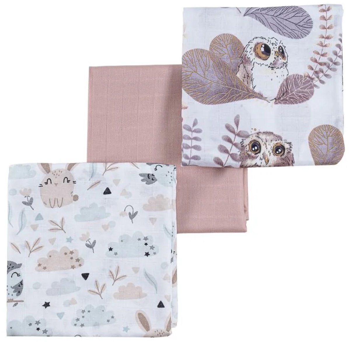 ANDER™ Hydrofiele Babydoeken Set van 3 Zachte Babydoeken / Inbakerdoeken (60 × 80 cm)