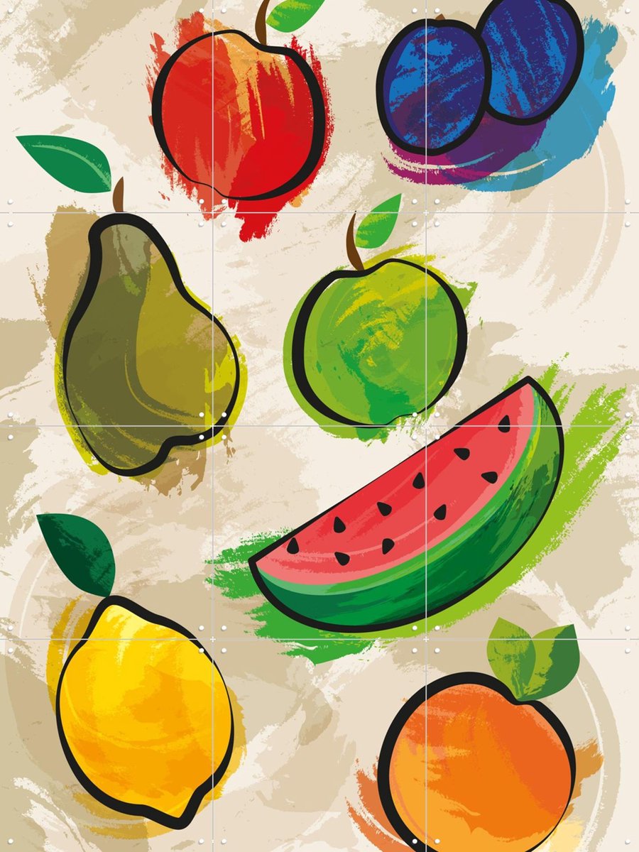 IXXI Fruits, Markus Laible - 60 x 80 cm - Gratis ophangtool - Grote wanddecoratie en posters - Speels, Pop art, Illustraties, Gemengde Technieken