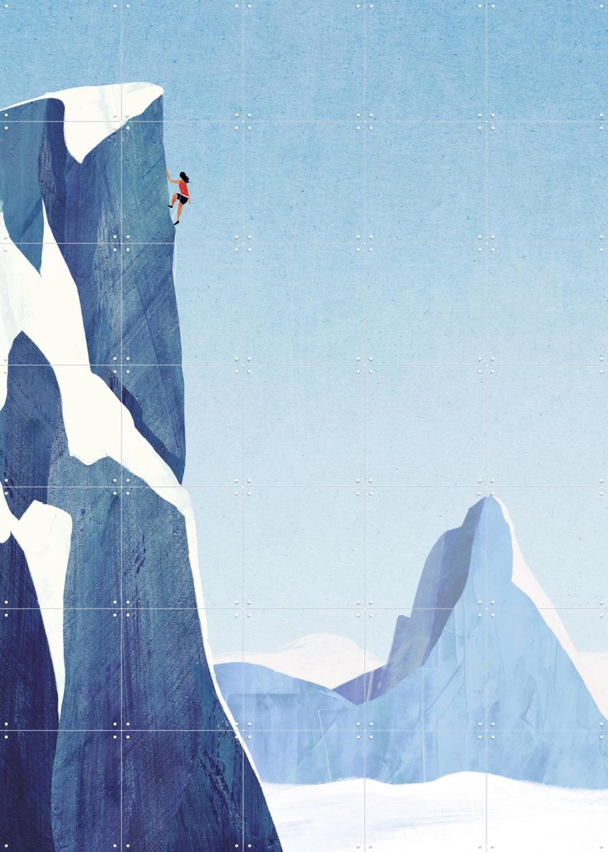 IXXI Mountain Climbing, Henry Rivers - 100 x 140 cm - Gratis ophangtool - Grote wanddecoratie en posters - Illustraties, Grafisch Ontwerp