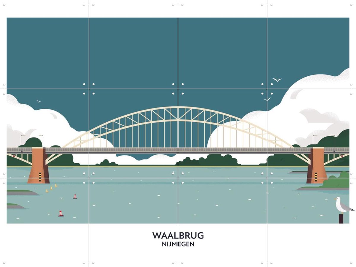 IXXI Waalbrug, Studio Kars + Boom & Design Podium Nijmegen - 80 x 60 cm - Gratis ophangtool - Grote wanddecoratie en posters - Grafisch Ontwerp