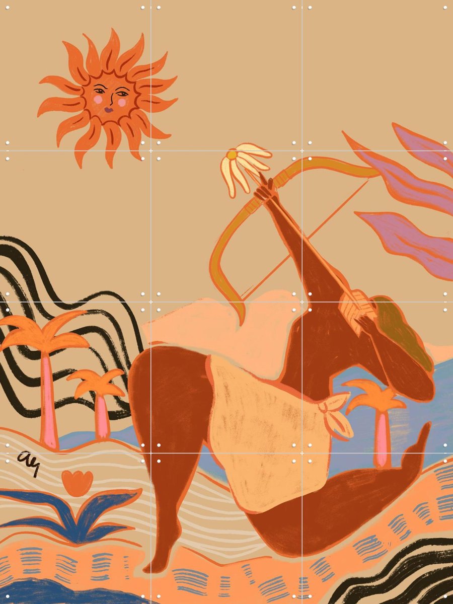 IXXI Bow And Arrow, Arty Guava - 60 x 80 cm - Gratis ophangtool - Grote wanddecoratie en posters - Digitale Kunst, Illustraties, Speels, Kleurrijk