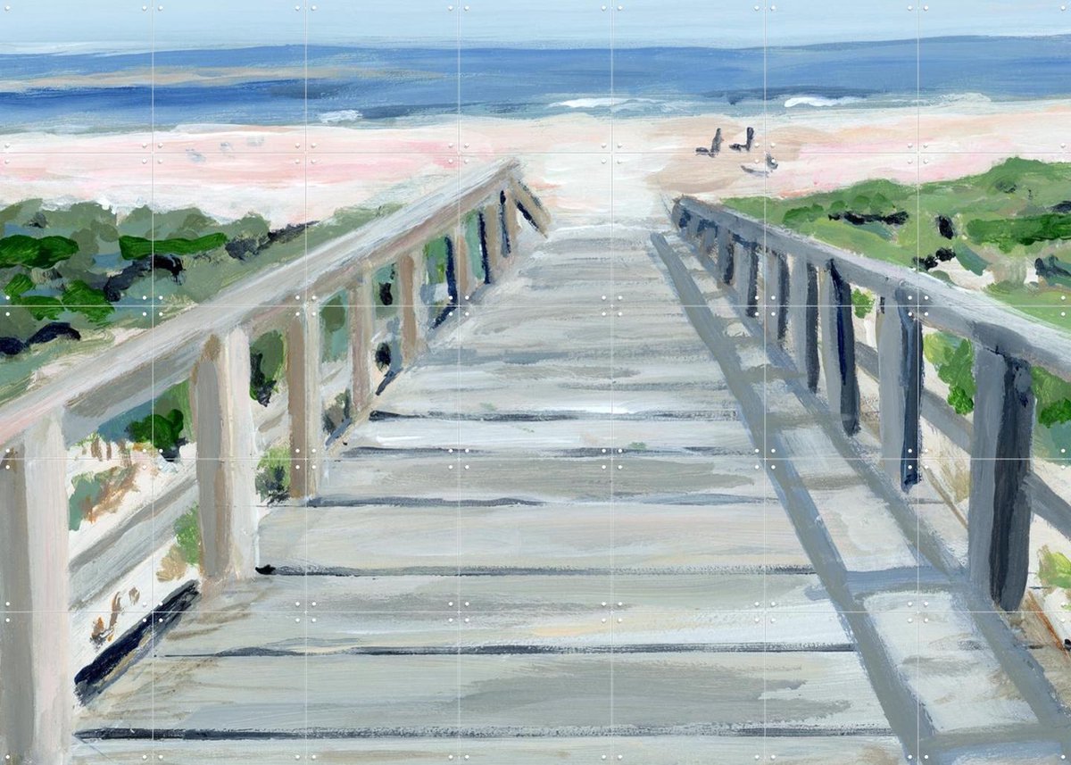 IXXI Beachboardwalk, Green Barn Studio - 140 x 100 cm - Gratis ophangtool - Grote wanddecoratie en posters - Aquarel, Impressionisme, Woonkamer