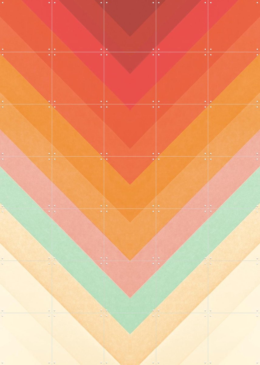 IXXI Rainbow Chevrons, Florent Bodart - 100 x 140 cm - Gratis ophangtool - Grote wanddecoratie en posters - Geometrische Kunst, Abstract, Grafisch