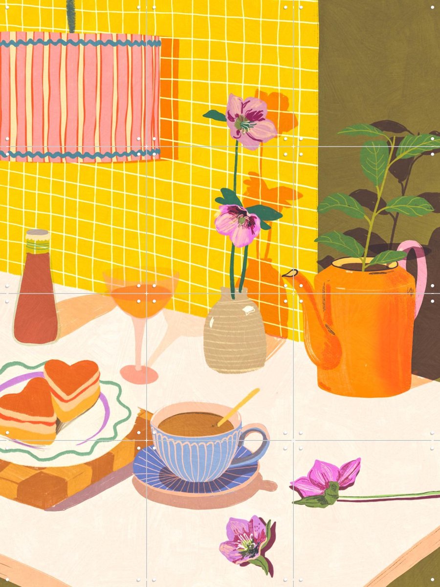 IXXI Love biscuits, Gigi Rosado - 60 x 80 cm - Gratis ophangtool - Grote wanddecoratie en posters - Illustraties, Kleurrijk, Speels, Eetkamer