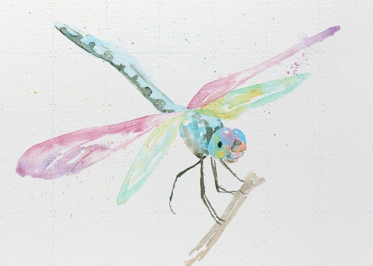 IXXI Dragonfly, Natalie Bruns - 140 x 100 cm - Gratis ophangtool - Grote wanddecoratie en posters - Minimalisme, Speels, Aquarel, Illustraties