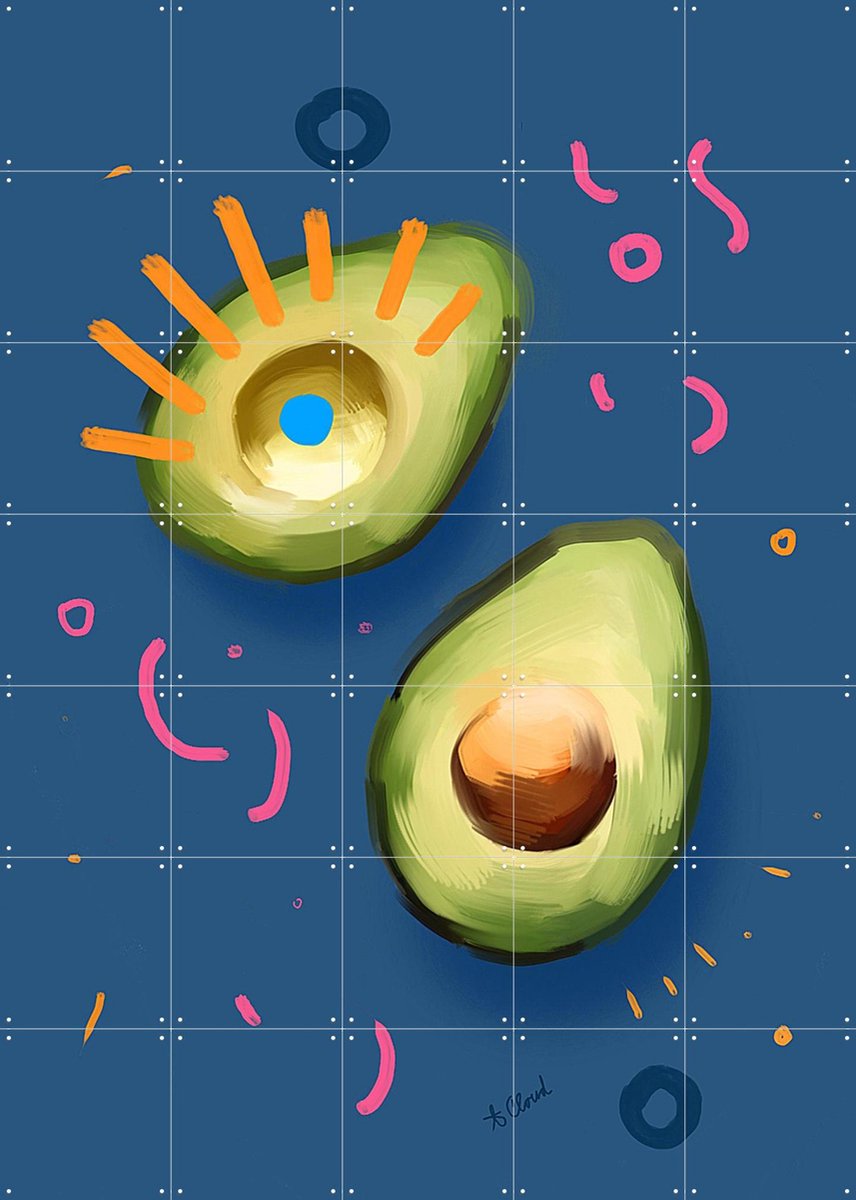 IXXI Healthy Avocados, Pop-art by Tadej - 100 x 140 cm - Gratis ophangtool - Grote wanddecoratie en posters - Kleurrijk, Speels, Pop art