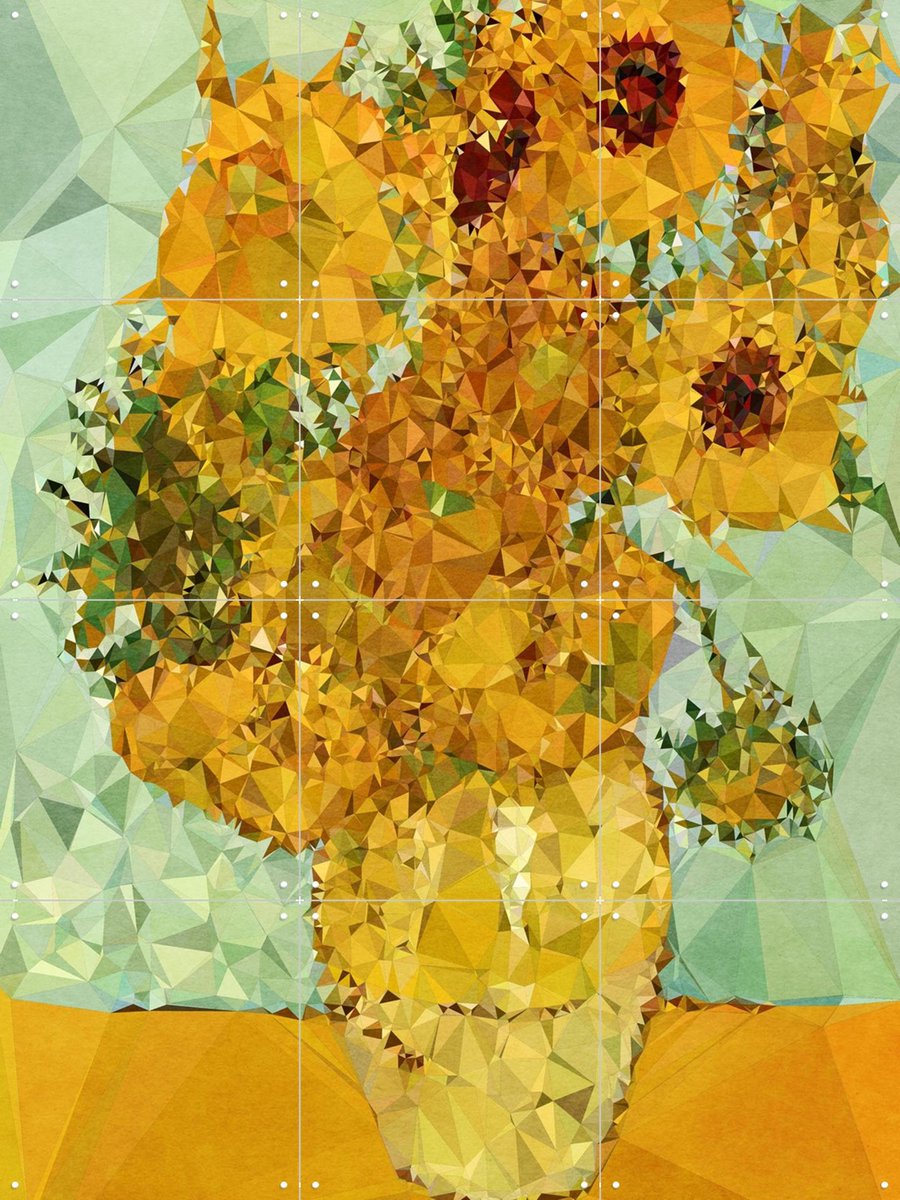 IXXI Symphony in Yellow and Blue, Kubistika & Van Gogh 21st Century - 60 x 80 cm - Gratis ophangtool - Grote wanddecoratie en posters - Klassiek