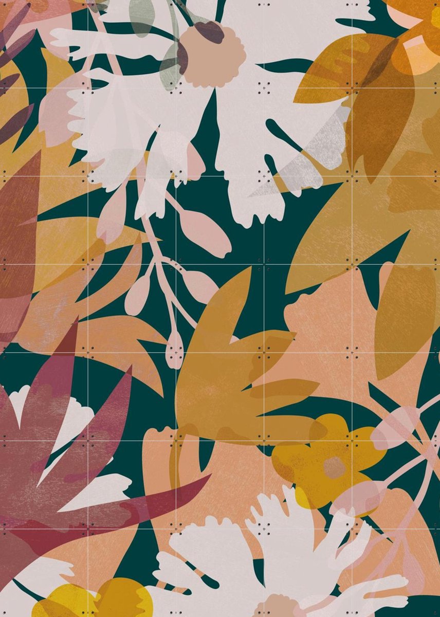 IXXI Flowers dark, Lotte Dirks - 100 x 140 cm - Gratis ophangtool - Grote wanddecoratie en posters - Speels, Illustraties, Digitale Kunst, Slaapkamer