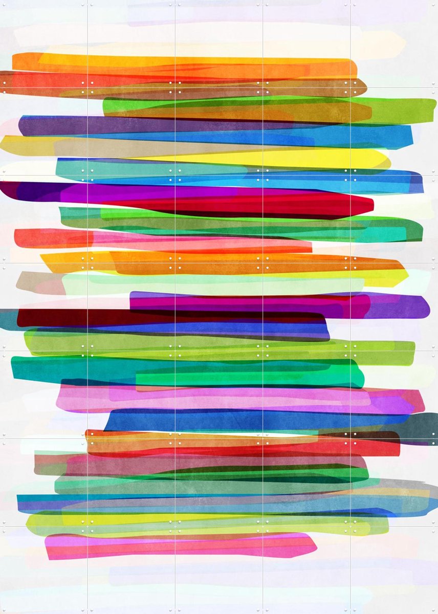 IXXI Colorful Stripes, Mareike Böhmer - 100 x 140 cm - Gratis ophangtool - Grote wanddecoratie en posters - Aquarel, Abstract, Kleurrijk, Grafisch