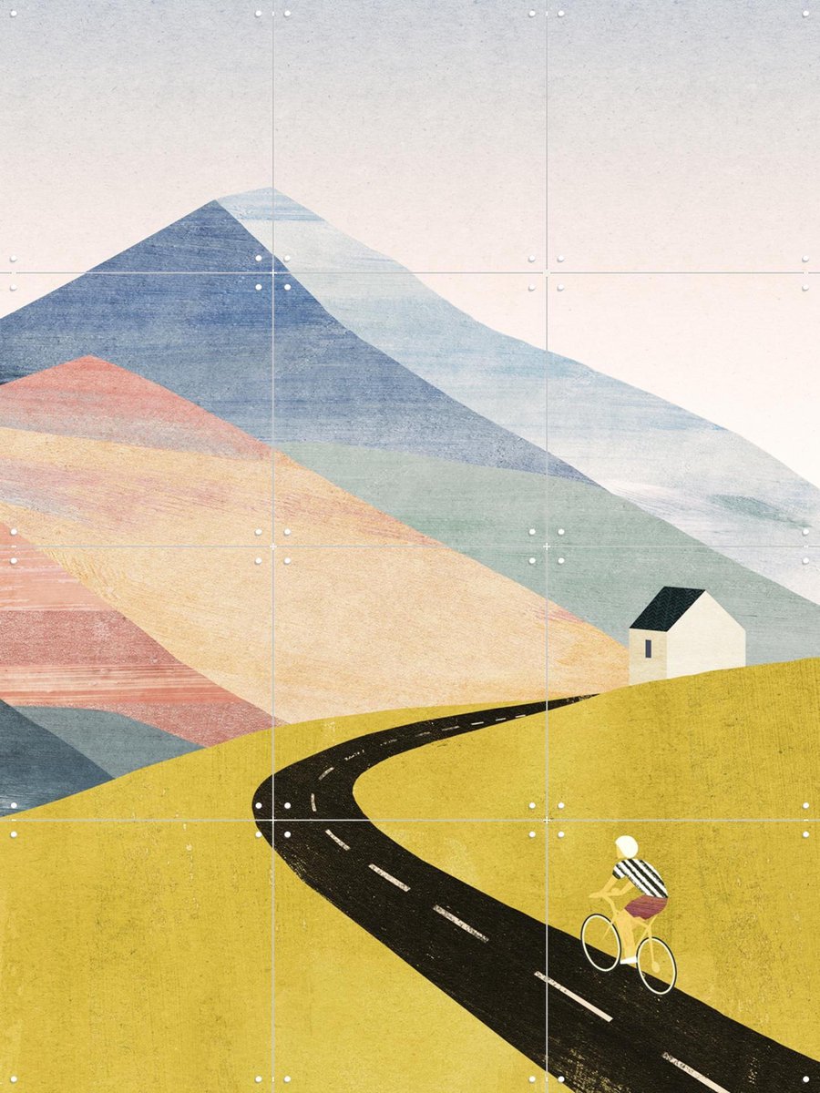 IXXI Cycling Home, Henry Rivers - 60 x 80 cm - Gratis ophangtool - Grote wanddecoratie en posters - Minimalisme, Illustraties, Geometrische Kunst