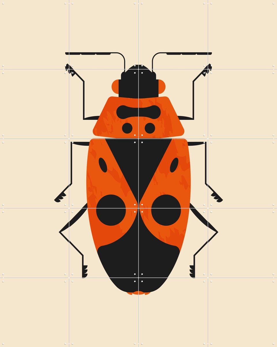 IXXI The Firebug, Studio Kars + Boom - 80 x 100 cm - Gratis ophangtool - Grote wanddecoratie en posters - Grafisch Ontwerp, Kleurrijk, Digitale Kunst