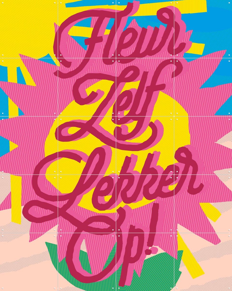 IXXI Fleur Zelf Lekker Op, Studio Turbo - 80 x 100 cm - Gratis ophangtool - Grote wanddecoratie en posters - Illustraties, Pop art, Grafisch Ontwerp