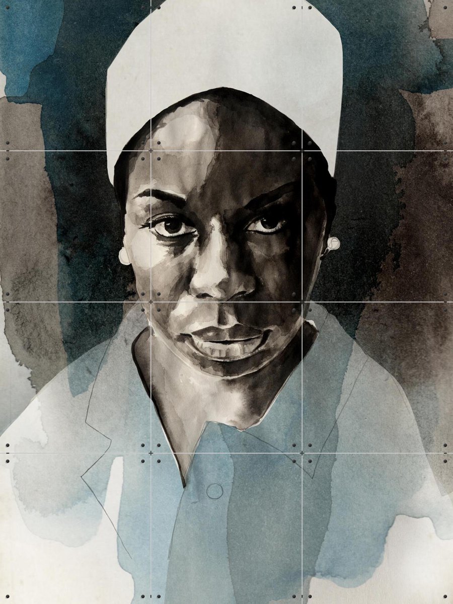 IXXI Nina Simone, David Diehl - 60 x 80 cm - Gratis ophangtool - Grote wanddecoratie en posters - Illustraties, Aquarel, Woonkamer, Slaapkamer