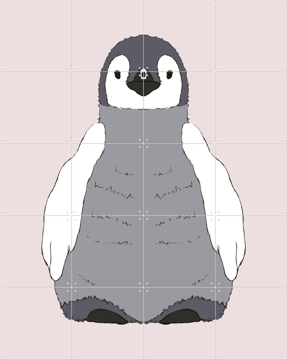 IXXI Baby Pinguin, BAINAI - 80 x 100 cm - Gratis ophangtool - Grote wanddecoratie en posters - Illustraties, Cartoonesk, Speels, Kinderkamer
