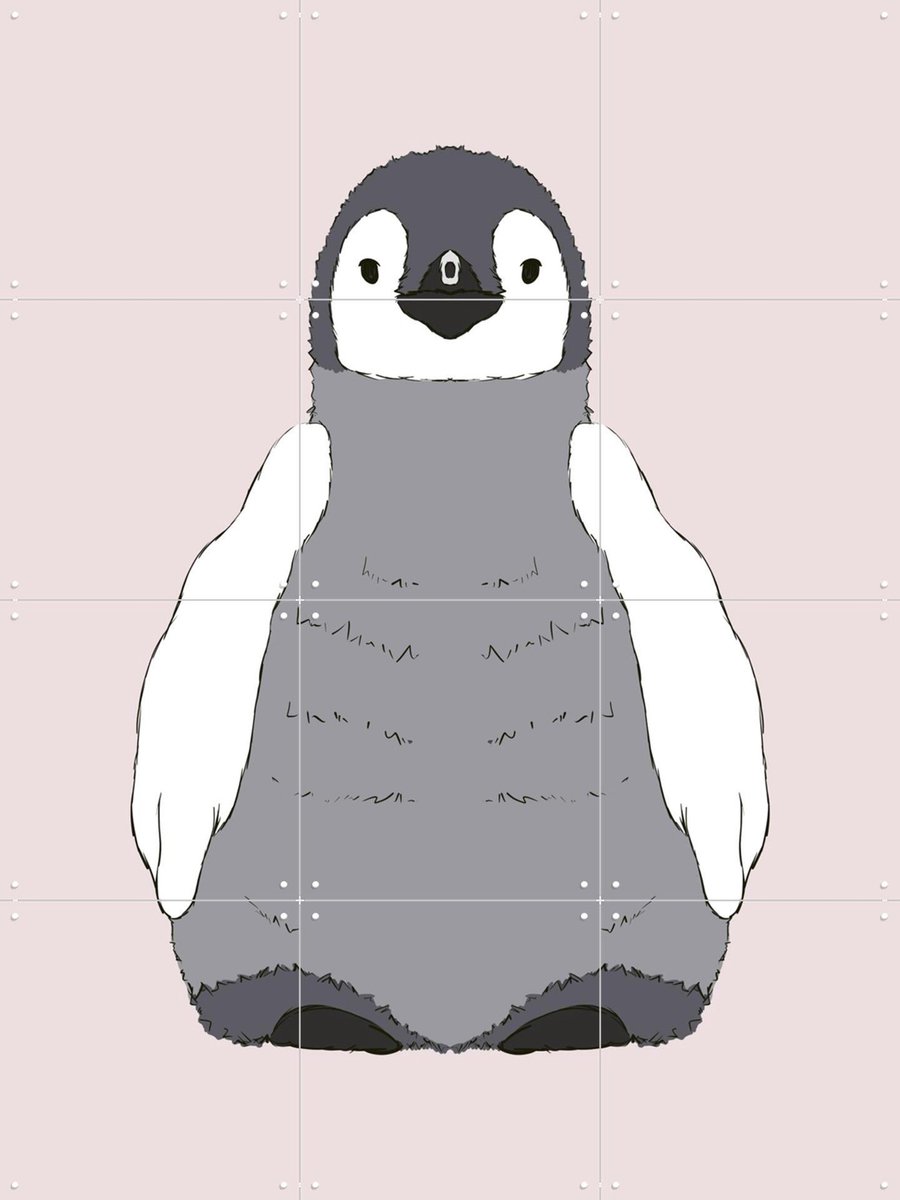 IXXI Baby Pinguin, BAINAI - 60 x 80 cm - Gratis ophangtool - Grote wanddecoratie en posters - Illustraties, Cartoonesk, Speels, Kinderkamer