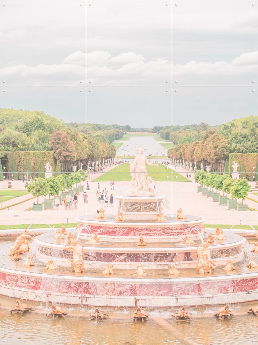 IXXI Versailles Gardens Fountain, Pati Photography - 60 x 80 cm - Gratis ophangtool - Grote wanddecoratie en posters - Klassiek, Fotografie, Gang