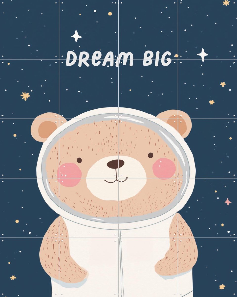 IXXI Dream Big Astronaut, Treechild & Various - 80 x 100 cm - Gratis ophangtool - Grote wanddecoratie en posters - Illustraties, Cartoonesk, Speels