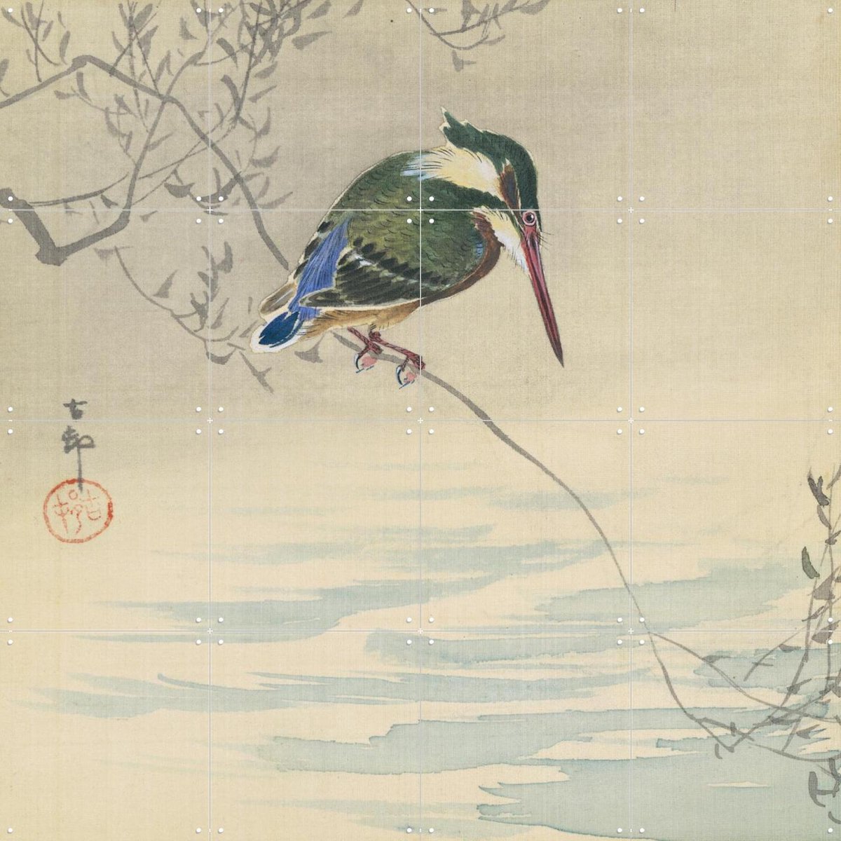 IXXI IJsvogel, Ohara Koson & Rijksmuseum - 80 x 80 cm - Gratis ophangtool - Grote wanddecoratie en posters - Illustraties, Klassiek, Ukiyo-e