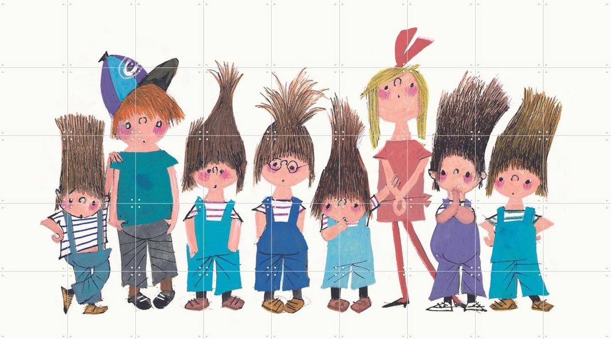 IXXI Vrienden, Fiep Westendorp - 180 x 100 cm - Gratis ophangtool - Grote wanddecoratie en posters - Kleurrijk, Illustraties, Vintage, Cartoonesk