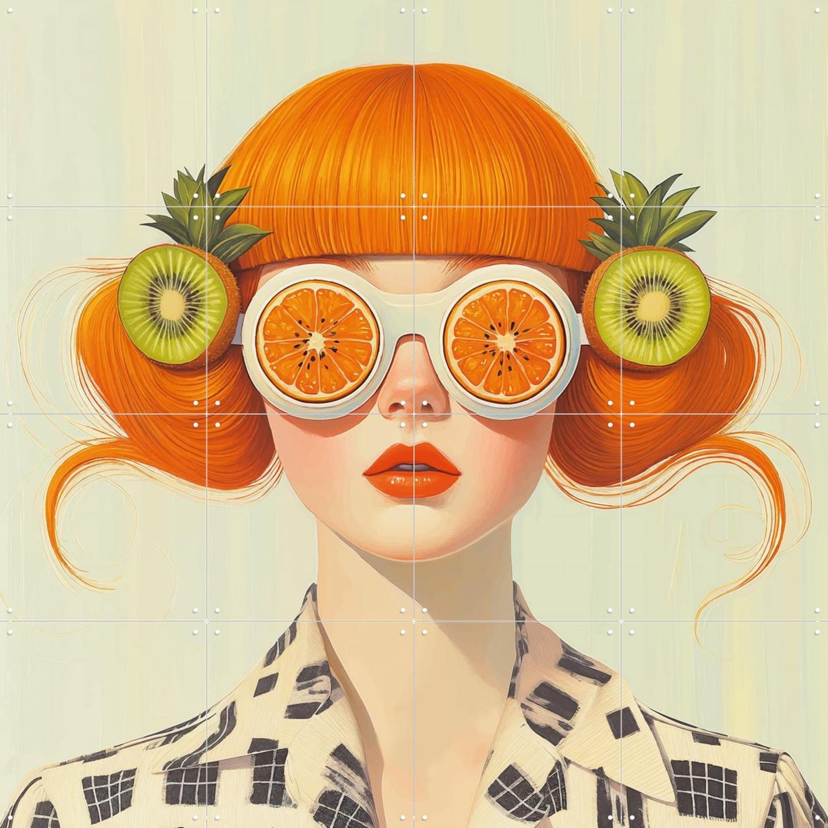 IXXI Tutti Frutti, Mirjam Duizendstra - 80 x 80 cm - Gratis ophangtool - Grote wanddecoratie en posters Woonkamer, Portretten, Fruit