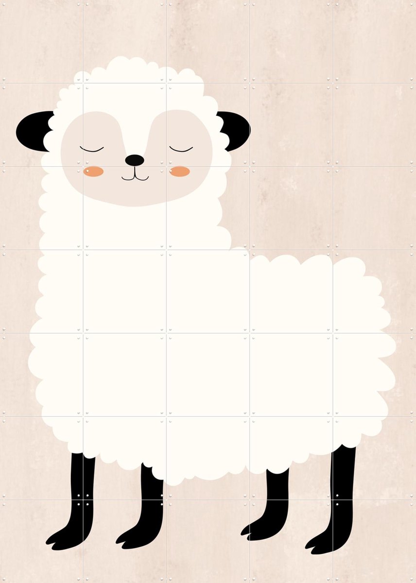 IXXI Wooly Sheep, Little Otja - 100 x 140 cm - Gratis ophangtool - Grote wanddecoratie en posters - Illustraties, Cartoonesk, Digitale Kunst, Speels