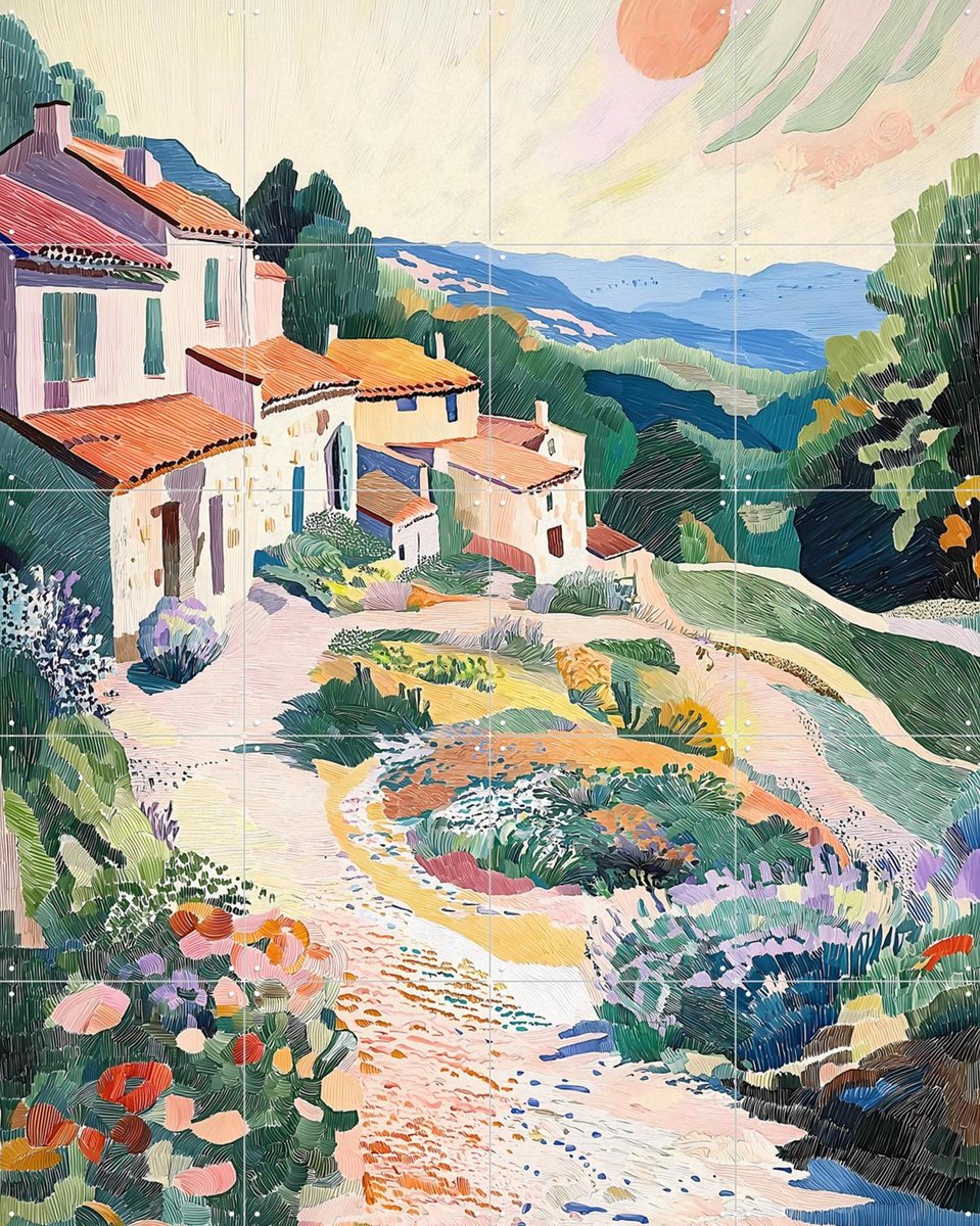 IXXI Tranquil Summit, Artclaud - 80 x 100 cm - Gratis ophangtool - Grote wanddecoratie en posters - Olieverf, Kleurrijk, Slaapkamer, Woonkamer