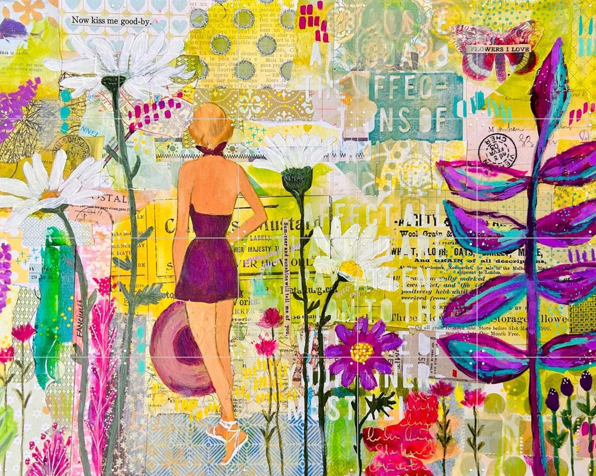 IXXI Brielle, Yvette Fanciulli - 100 x 80 cm - Gratis ophangtool - Grote wanddecoratie en posters - Gemengde Technieken, Kleurrijk, Speels, Collage